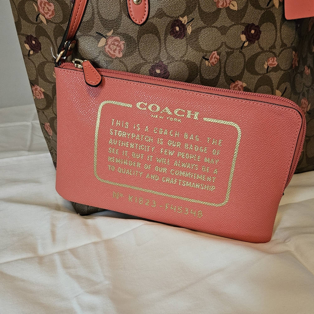 Coach Floral Tote - Brown and Pink - Picture 6 of 15